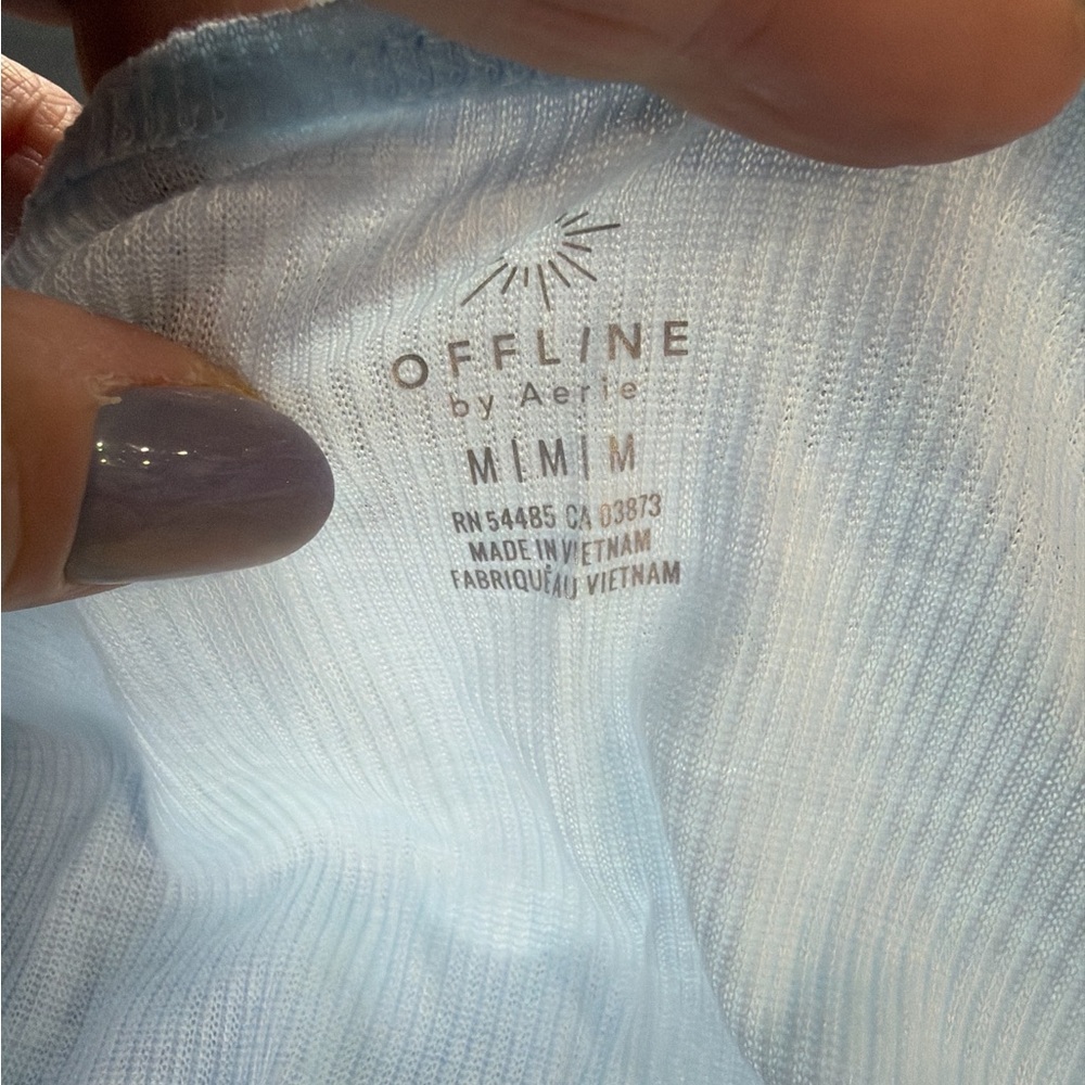 Offline by Aerie Light Blue Ribbed Tank Top - Picture 3 of 3